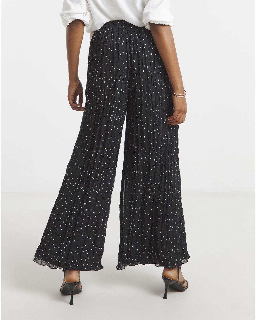 Joanna Hope White Crinkle Wide Leg Trousers