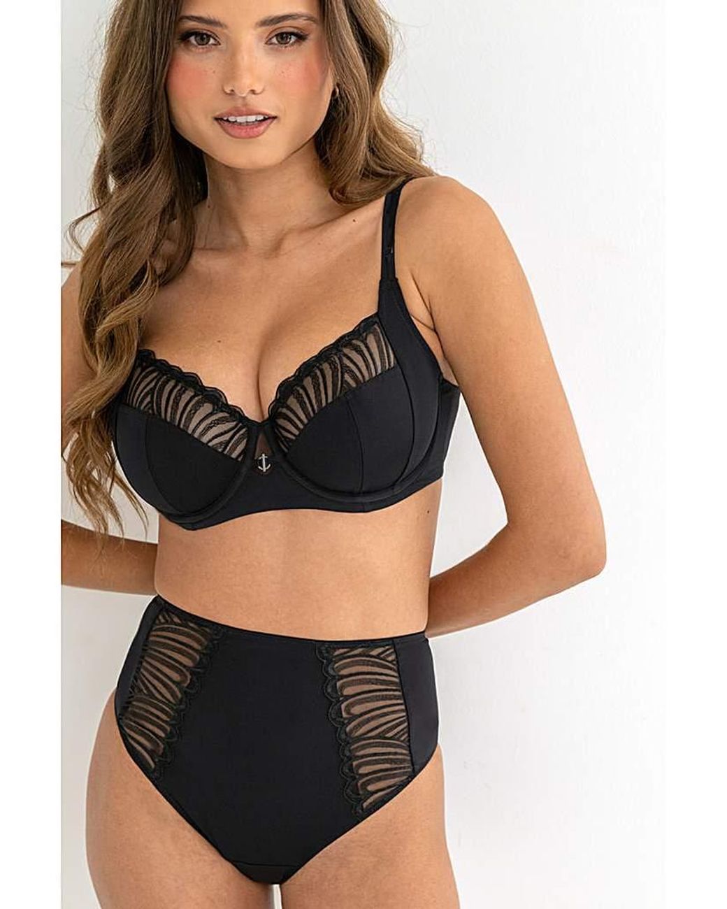 Pour Moi Black Olivia Embroidery Deep Brief