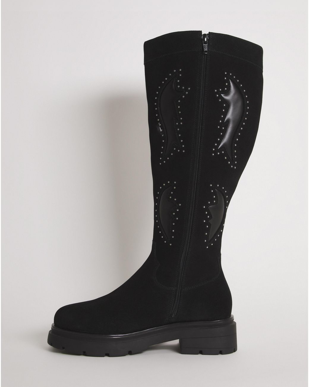 Simply Be Black Western Chunky Knee Boots Ex Wide Sc