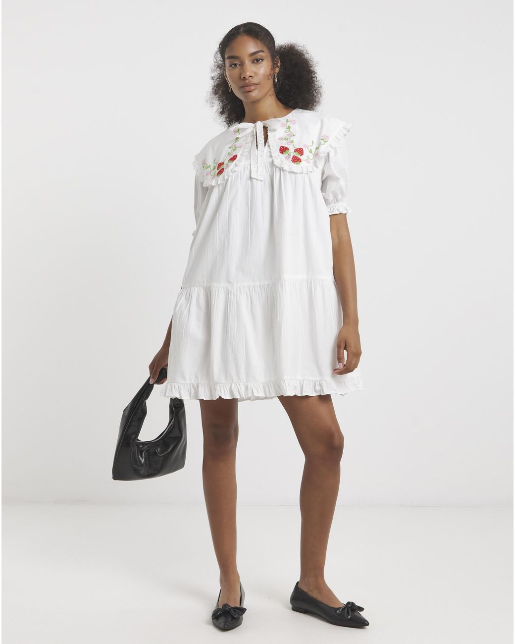 Neon Rose White Cotton Dress