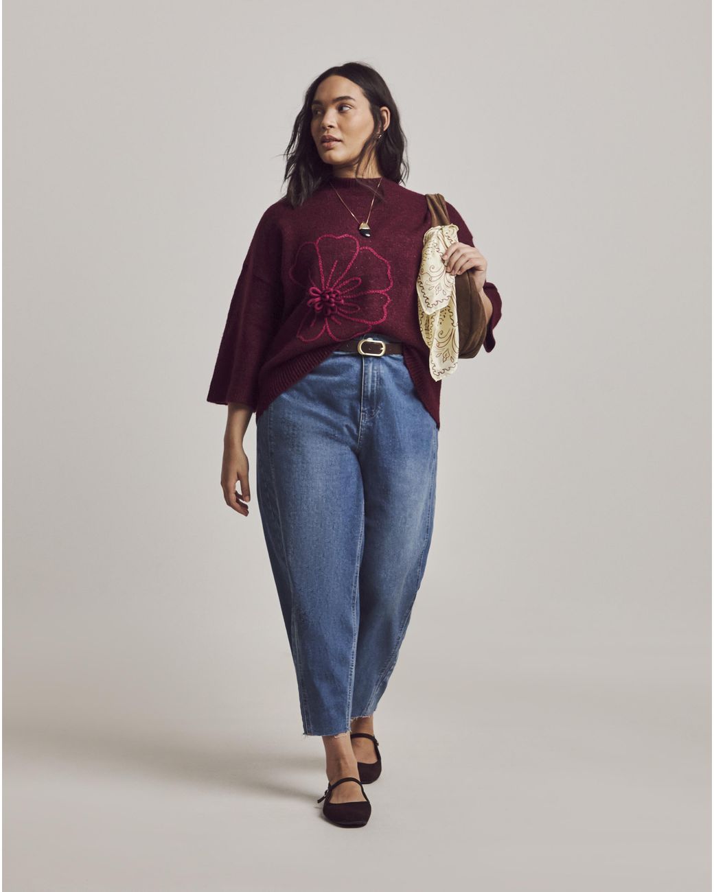 Julipa Purple Floral 3/4 Sleeve Jumper