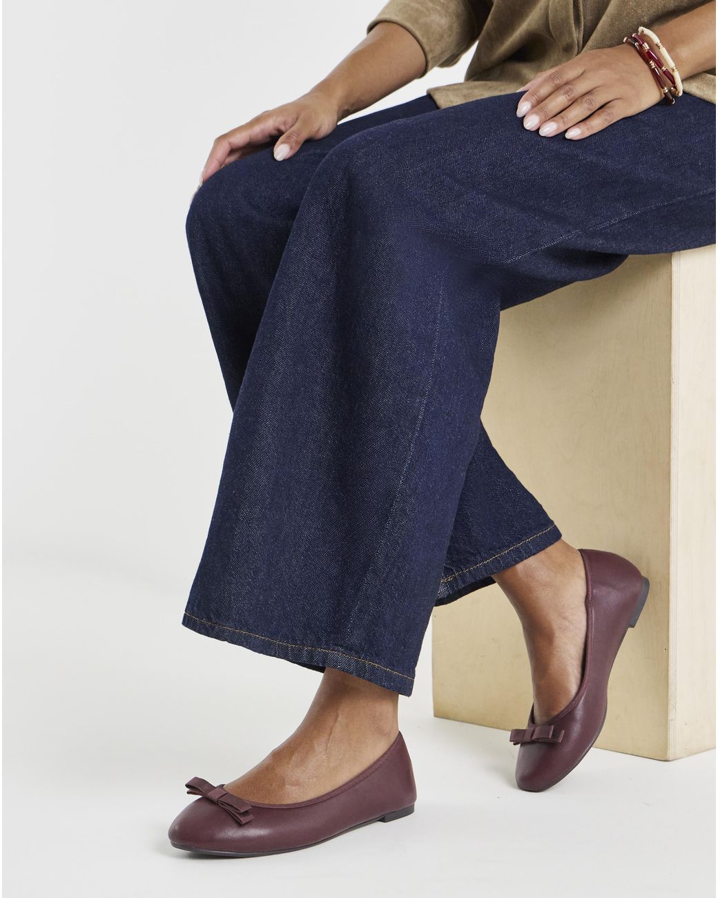 Simply Be Blue Classic Ballerina Bow Shoe Extra Wide