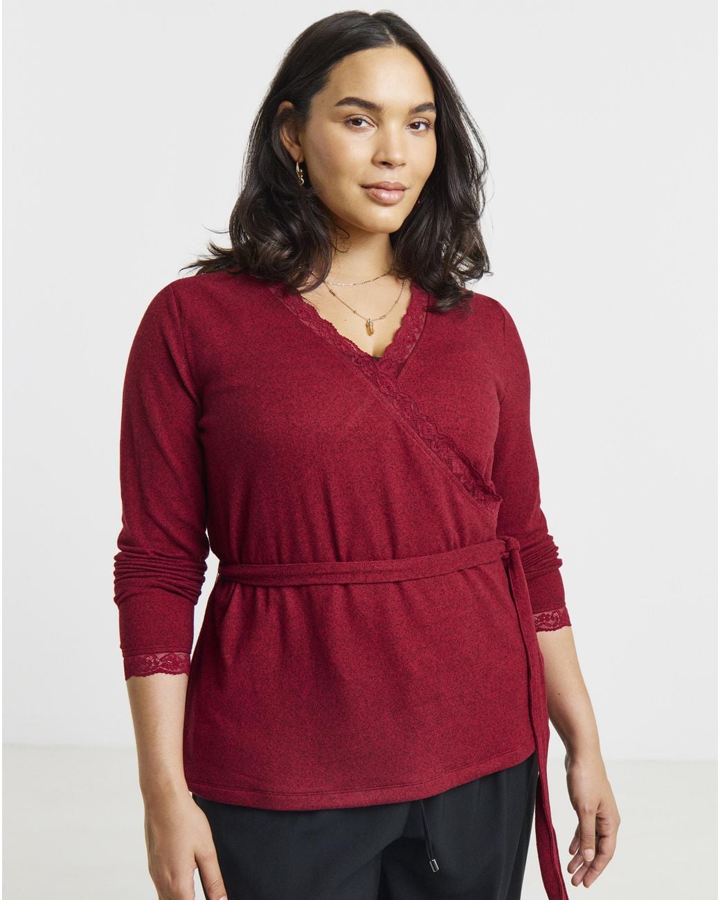 Simply Be Red Cosy Wrap Top
