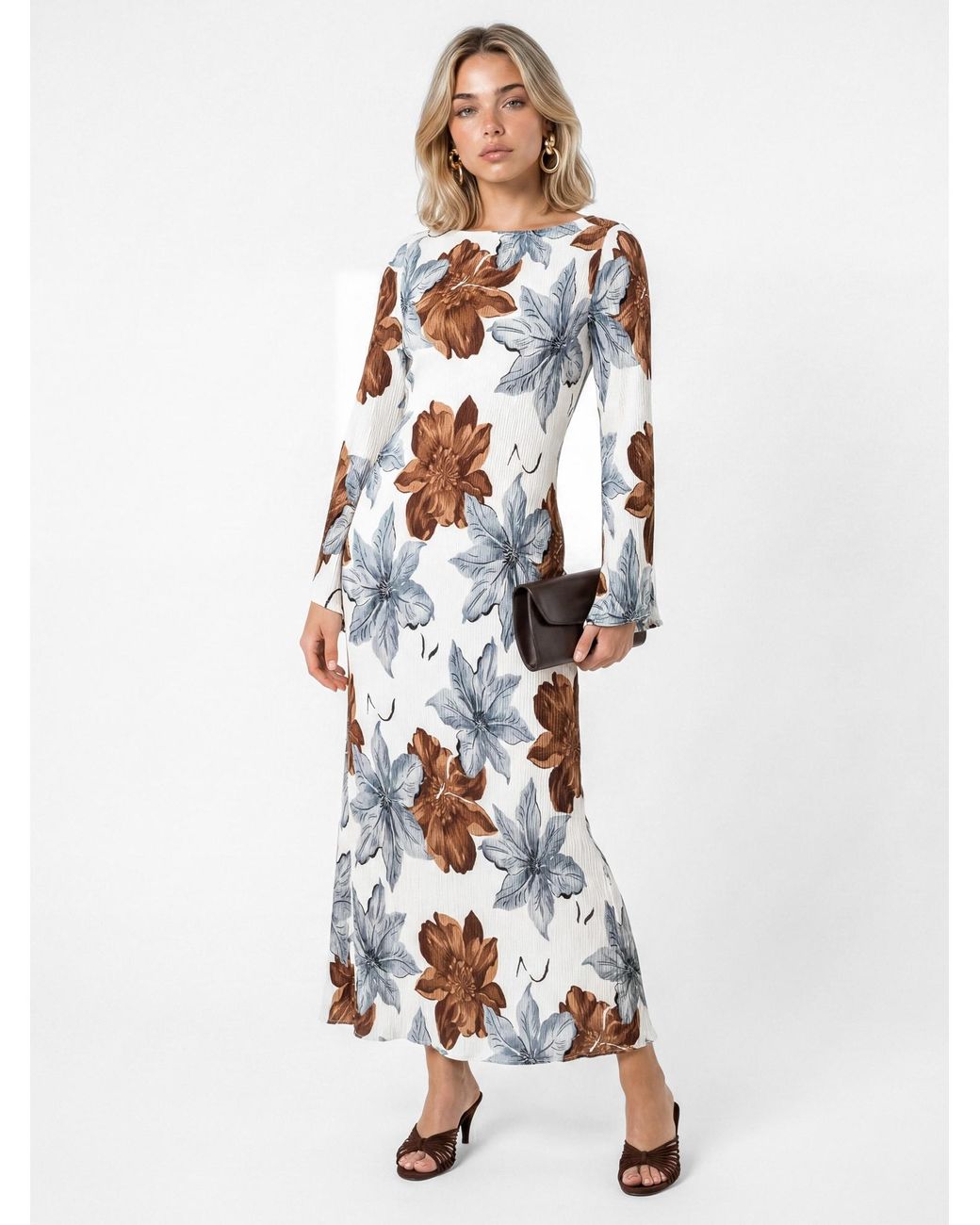 Lovedrobe White Floral Print Plisse Dress