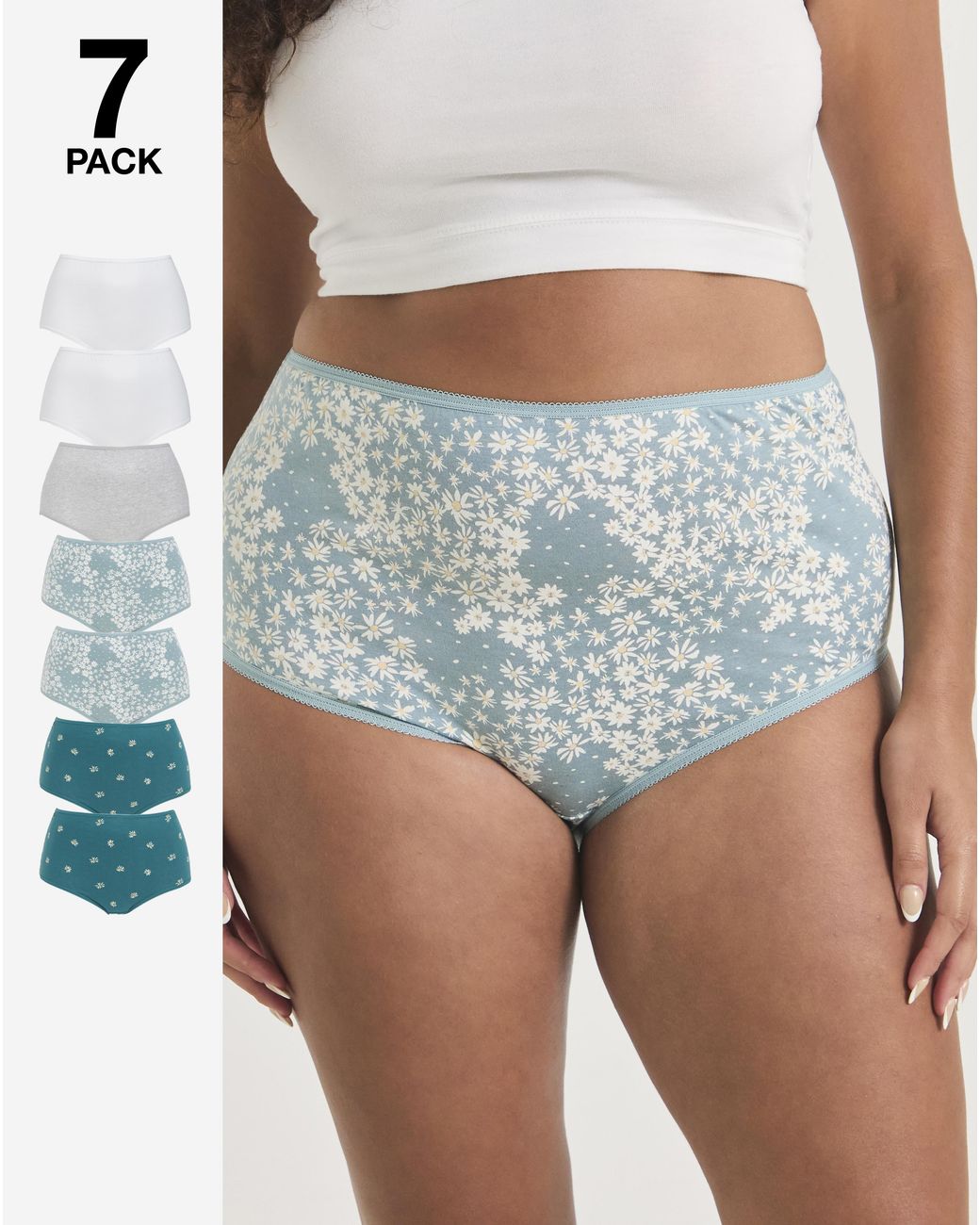 Pretty Secrets Blue 7 Pack Full Fit Knickers