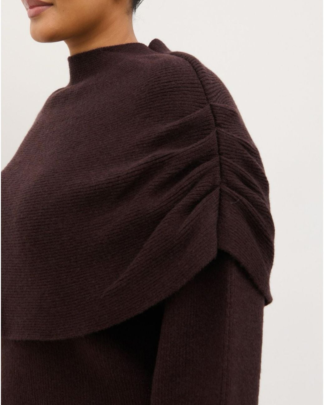 Pretty Lavish Brown Tarla Drape Knit Jumper