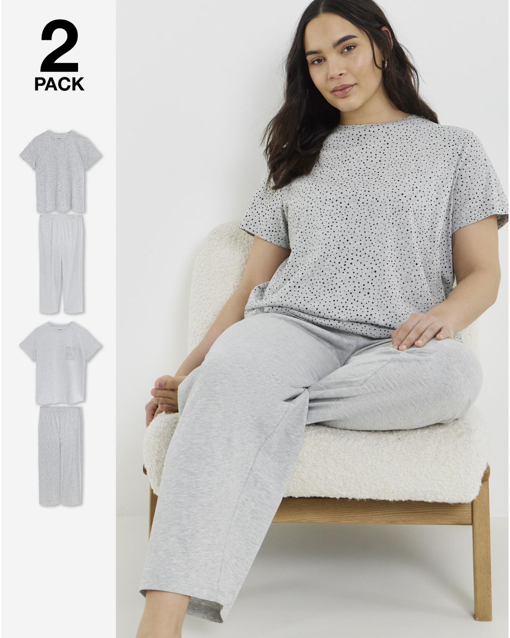 Pretty Secrets Gray Value 2 Pack Pyjamas