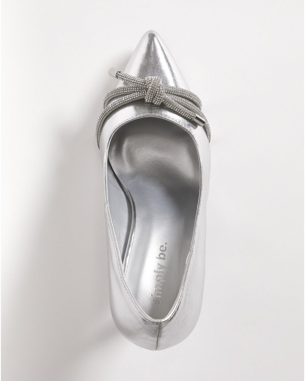 Simply Be White Diamante Knot Heeled Shoes Wide Fit