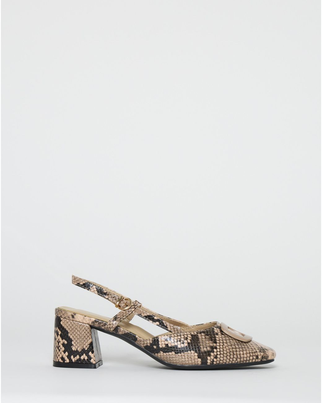 JD Williams Black Heeled Slingback With Buckle Trim Wide