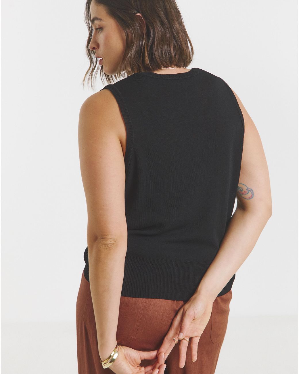 Simply Be Black Semi Sheer Knitted Vest