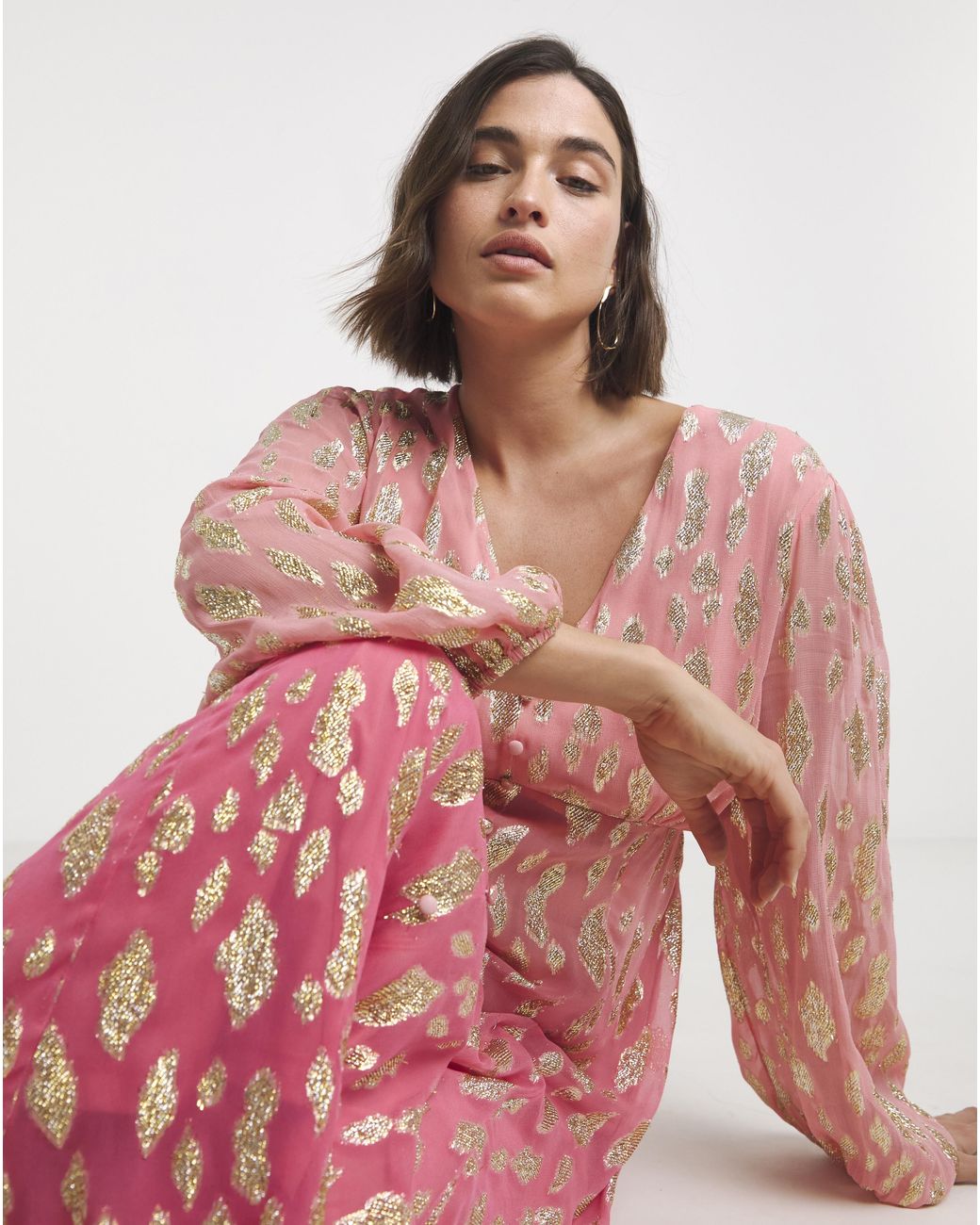 Simply Be Pink Ombre Jacquard Maxi Dress