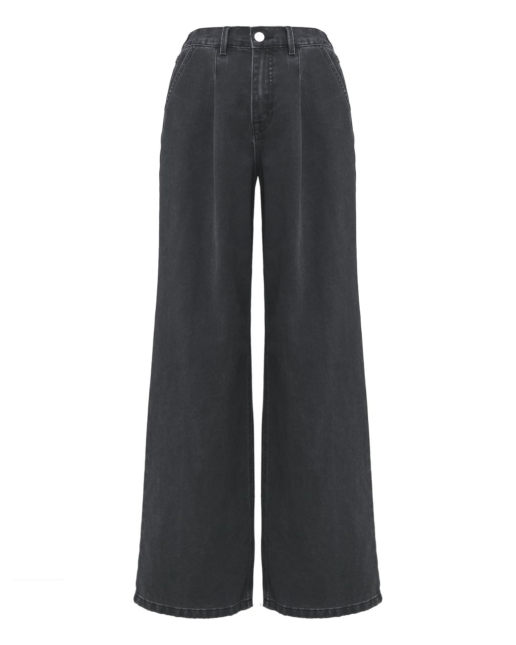 Simply Be Black Pleat Detail Wide Leg Jeans