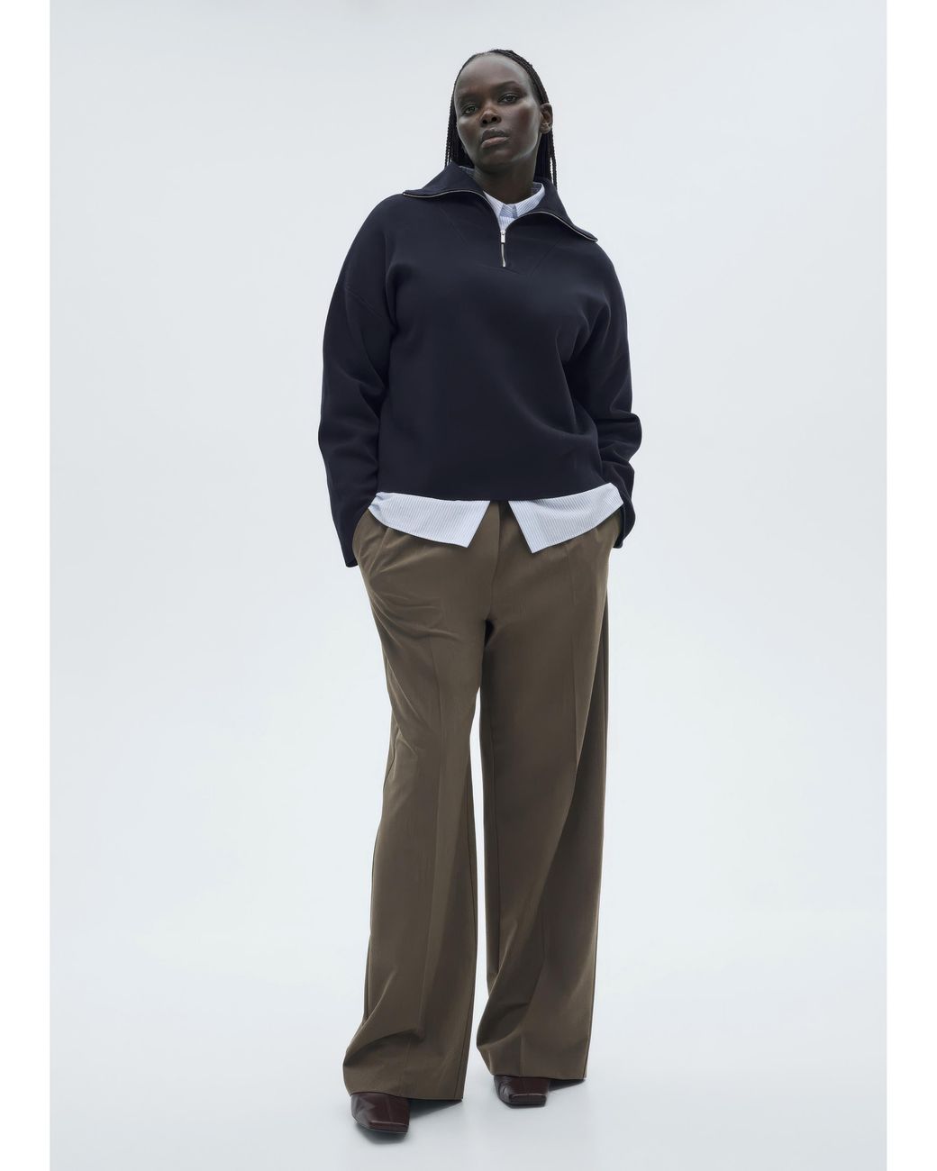 Mango Blue Latitas Zip Up Sweater