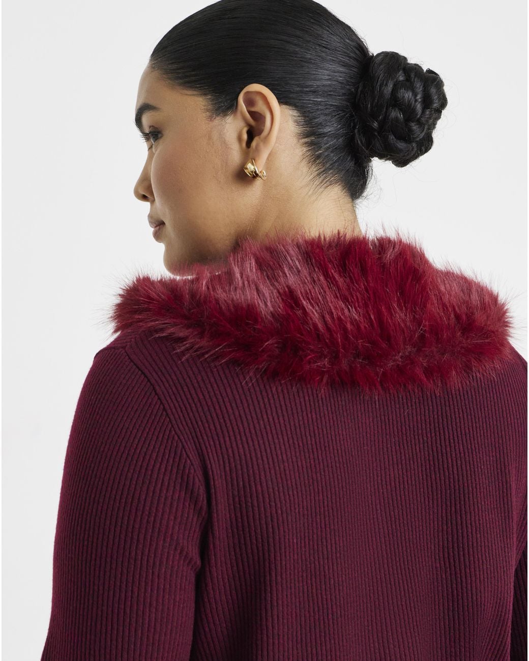 Simply Be Purple Faux Fur Trim Cardigan