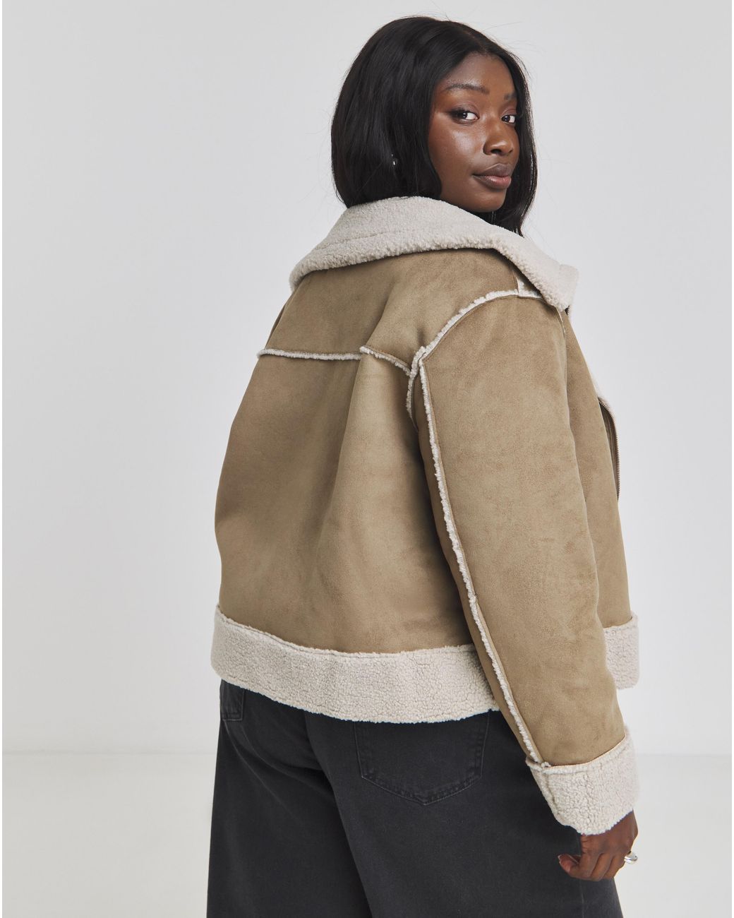 Simply Be Natural Zip Through Suedette Aviator