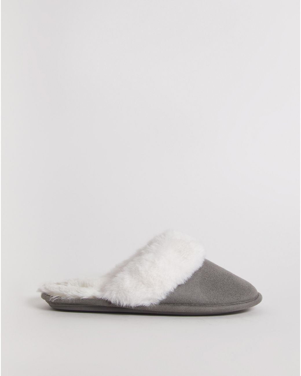 Simply Be Gray Closed Toe Mule Slippers Wide Fit