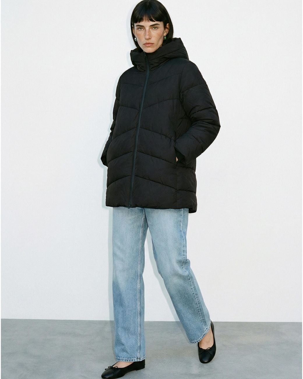 Mango Blue Puffer Coat Tokyo