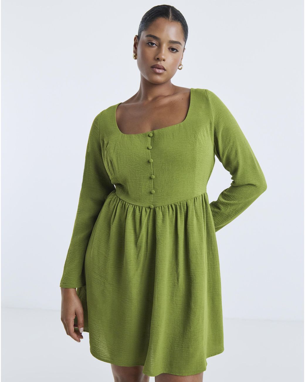 Simply Be Green Historic Detail Skater Dress