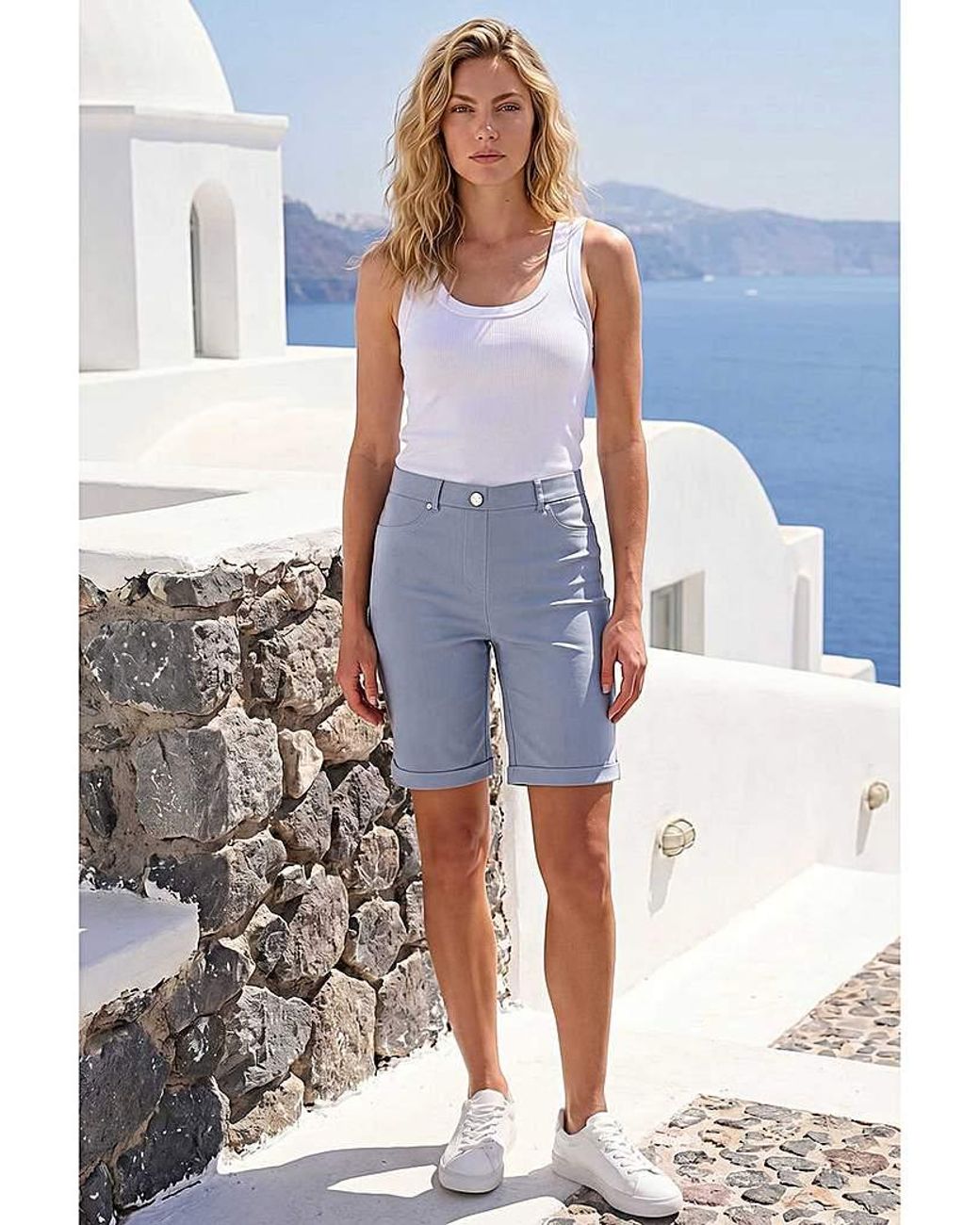 Roman Blue Roman Turn Up Stretch Shorts