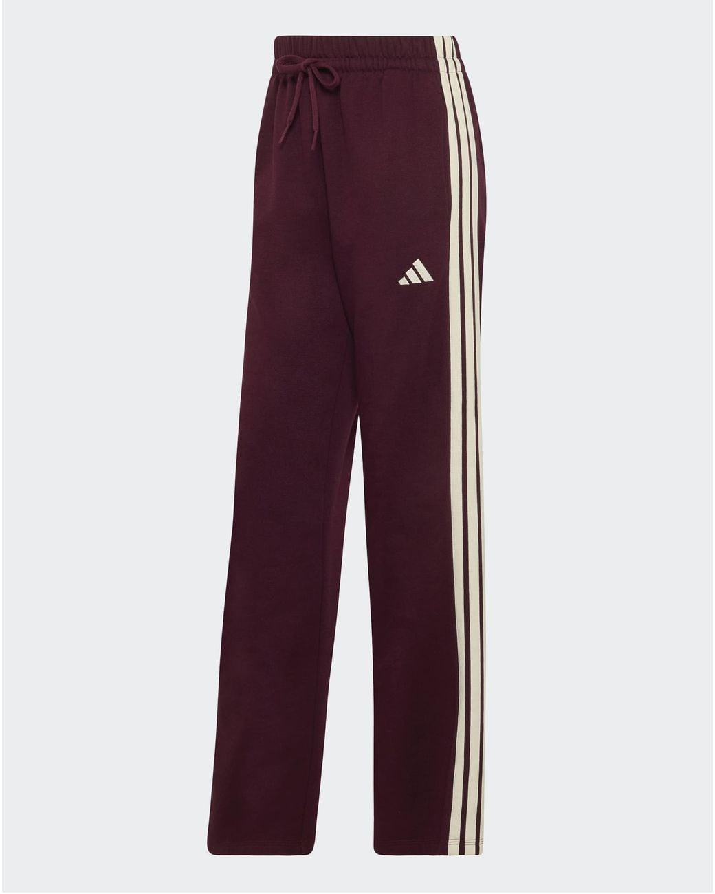 Adidas Purple 3 Stripe Fleece Open Hem Pant