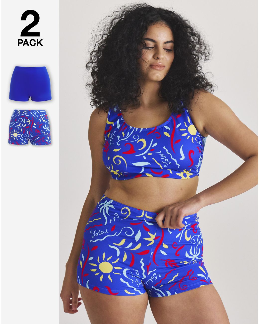 Simply Be Blue 2 Pack Value Bikini Shorts