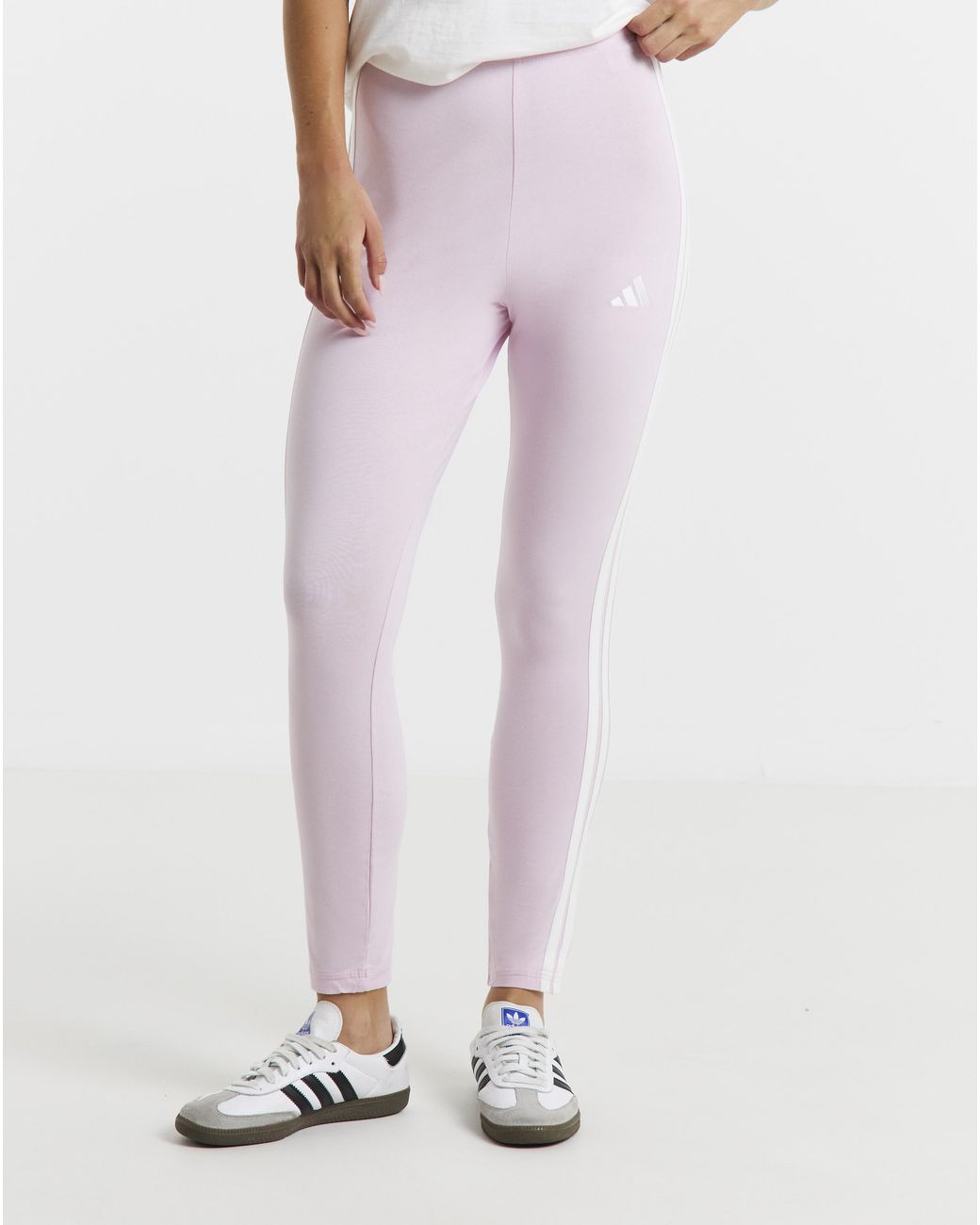 Adidas White Essentials 3 Stripes Leggings