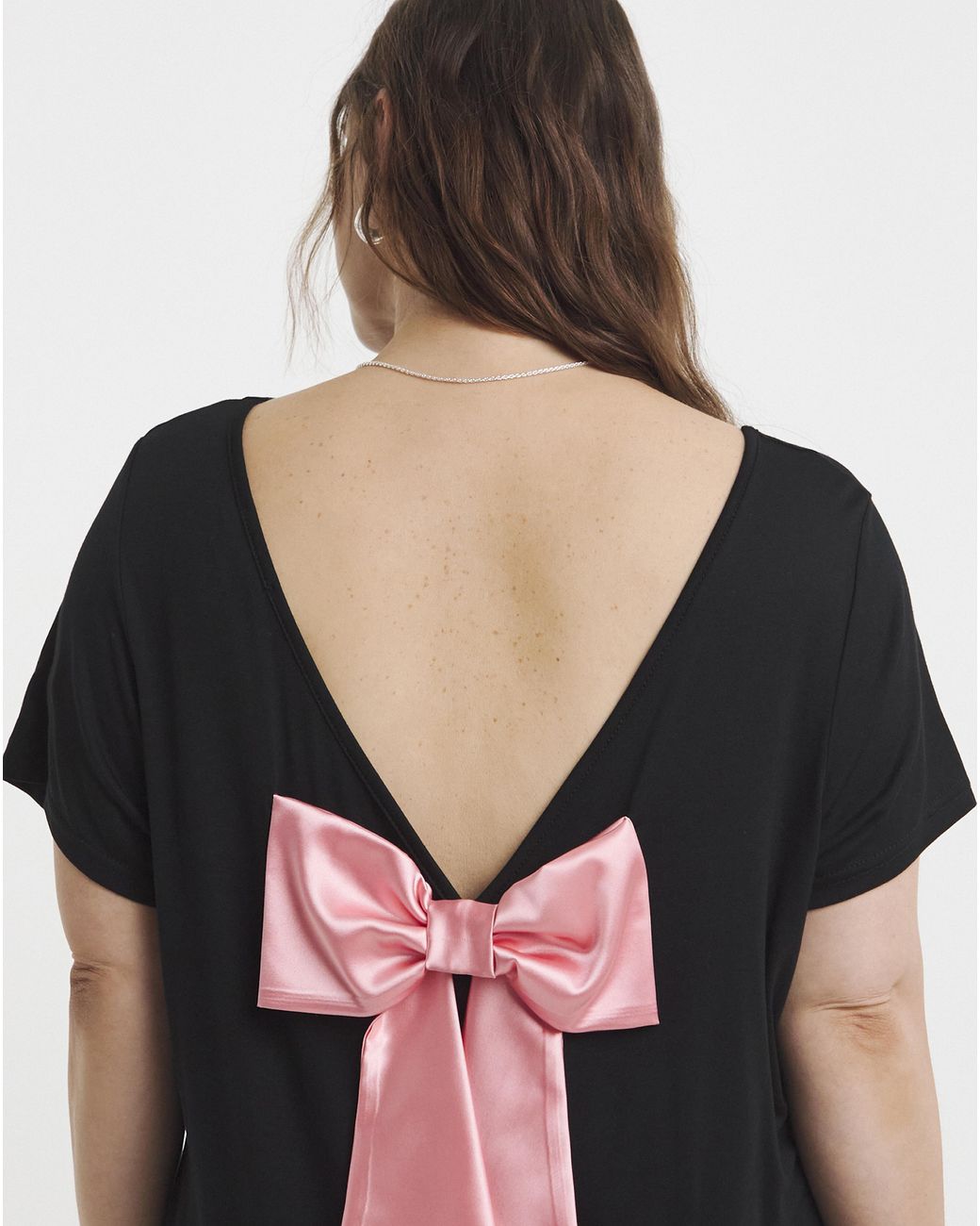 Simply Be Multicolor Satin Bow Back Top