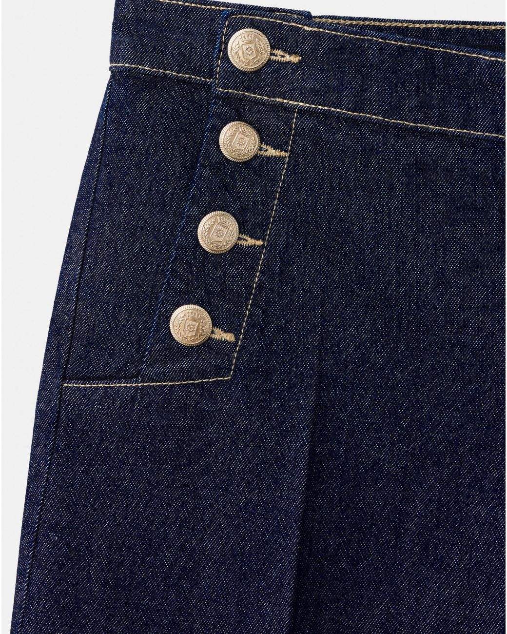 Mango Blue Wide-Leg Jeans With Side Buttons
