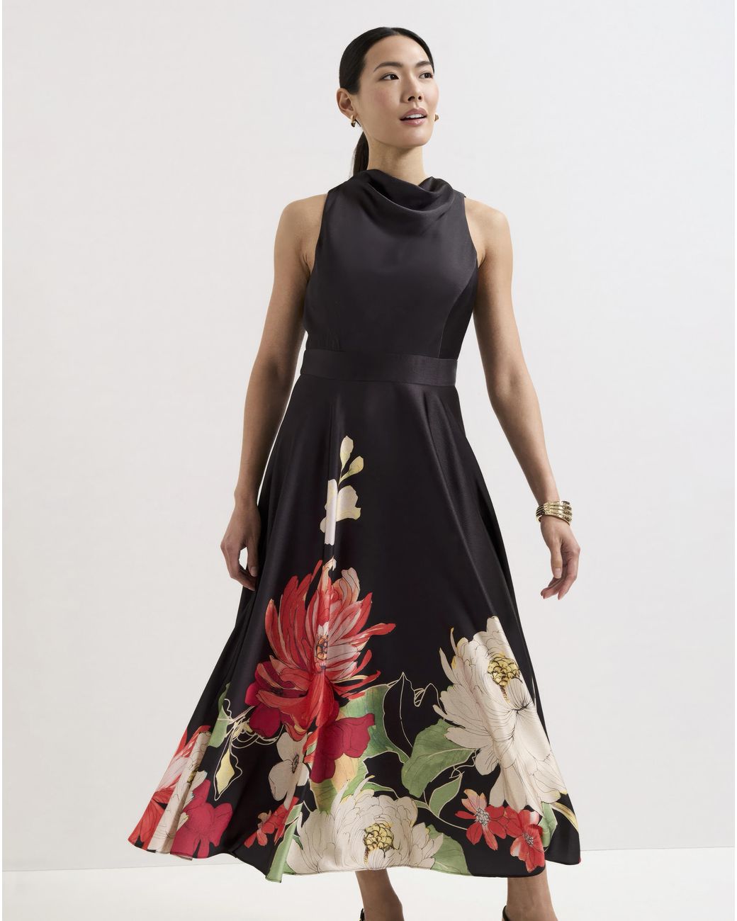 Phase Eight White Cheryl Satin Midi Dress