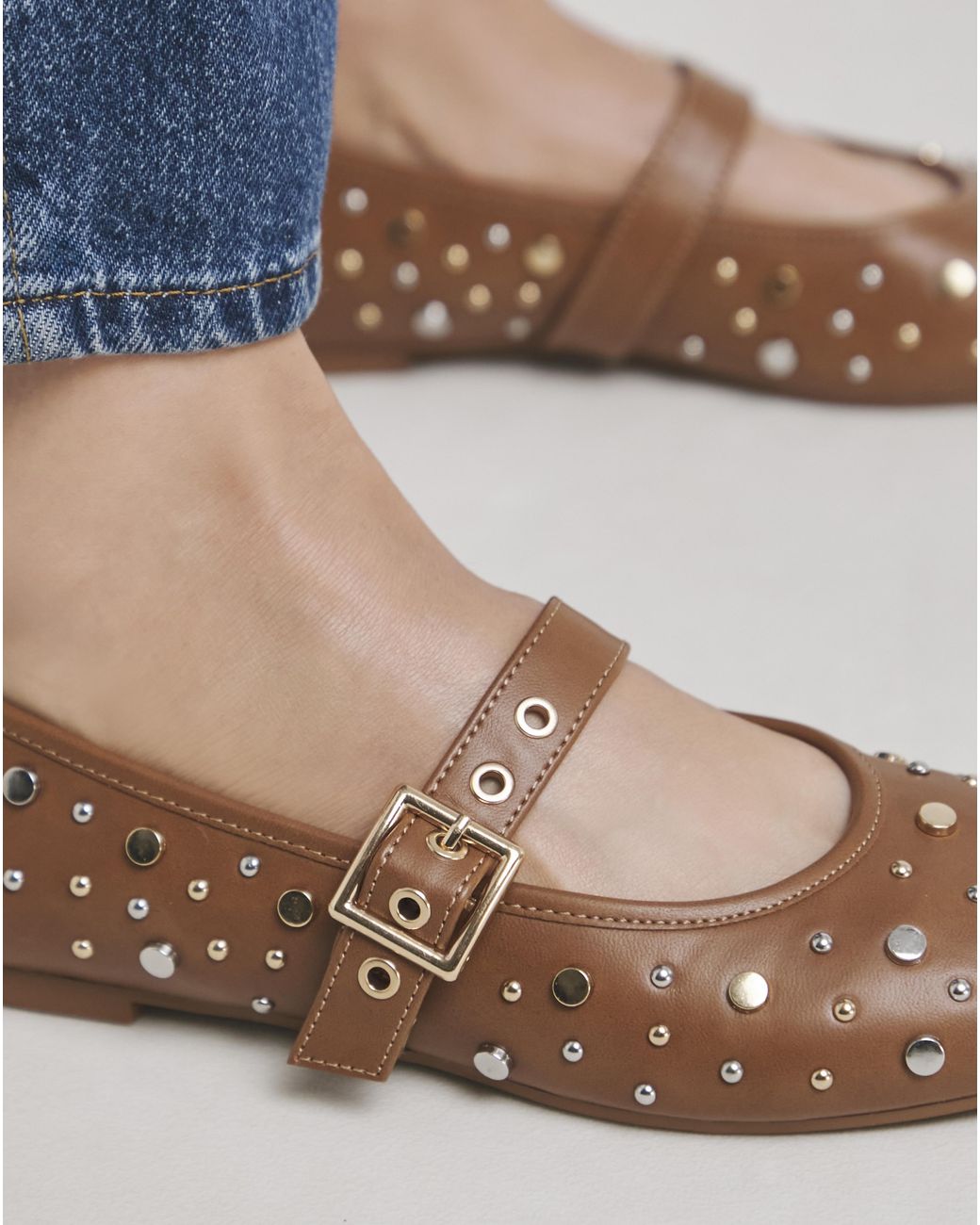 Simply Be Blue Embellished Mary Jane Flat Shoe Ex Wide