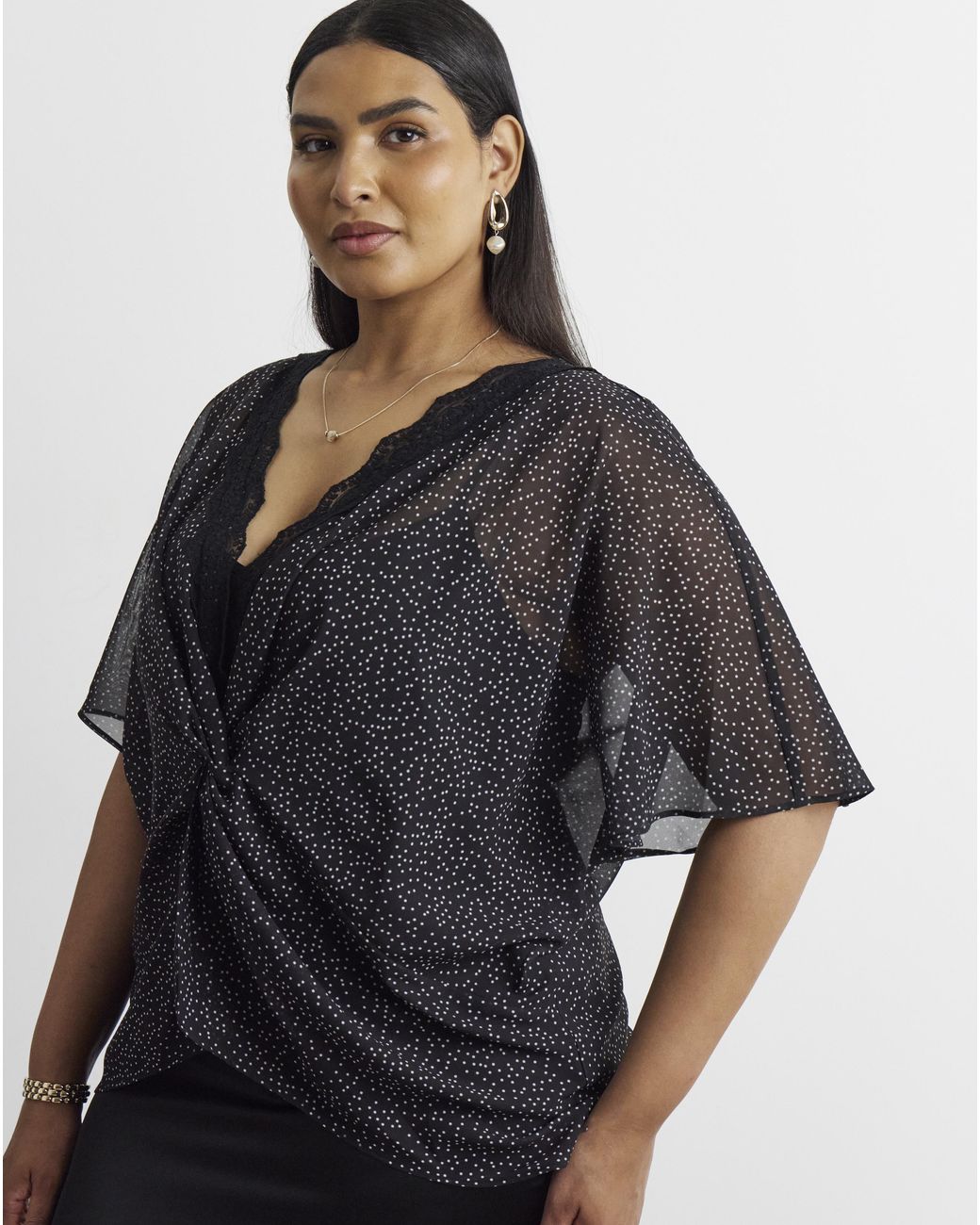 Joanna Hope Black Knot Front Blouse