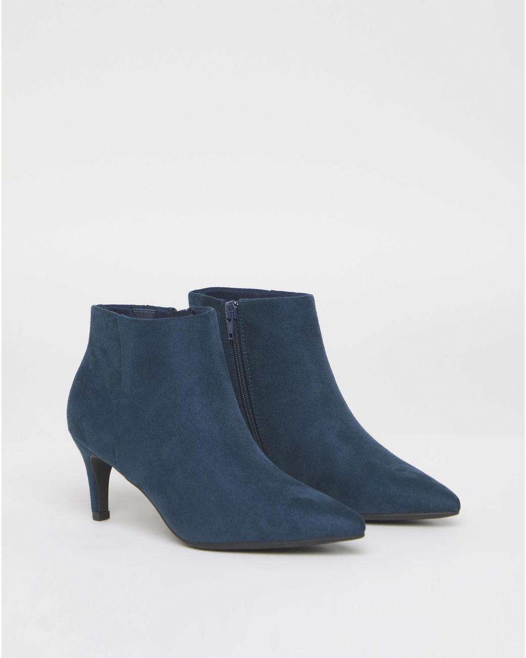 JD Williams Blue Kitten Heel Pointed Toe Ankle Boot Eee
