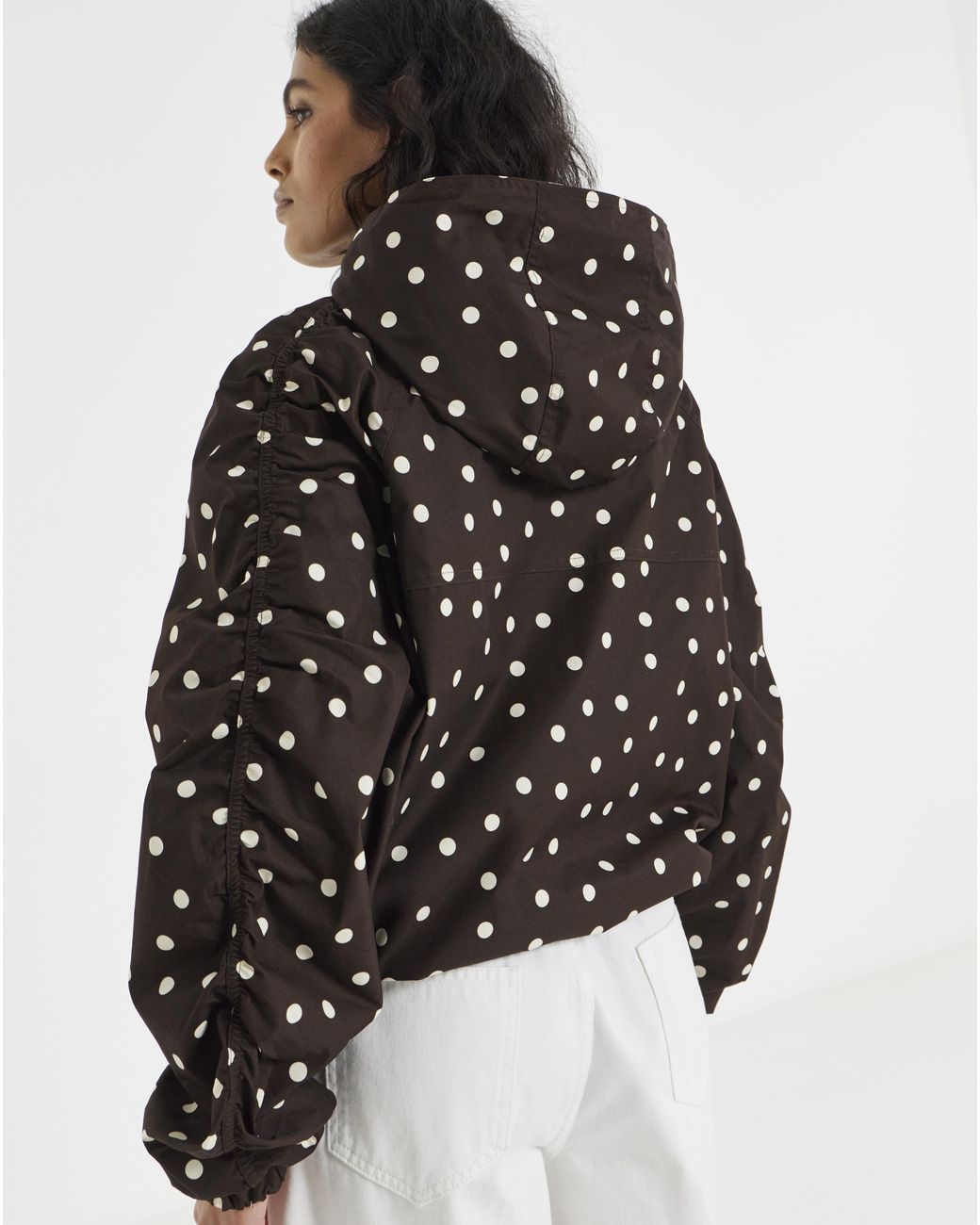 Simply Be Black Polka Dot Hooded Wind Breaker
