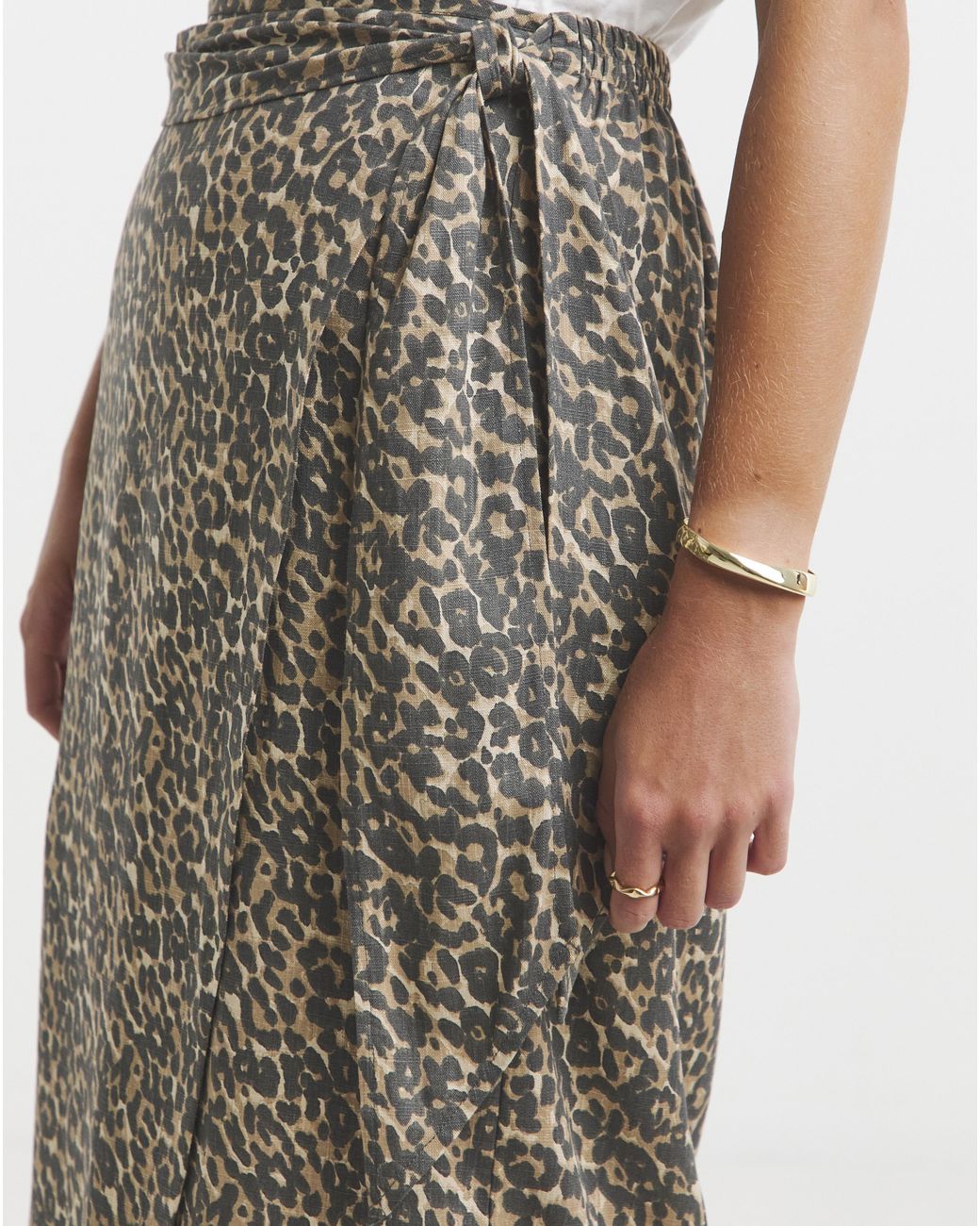 Simply Be Multicolor Linen Mix Wrap Midi Skirt