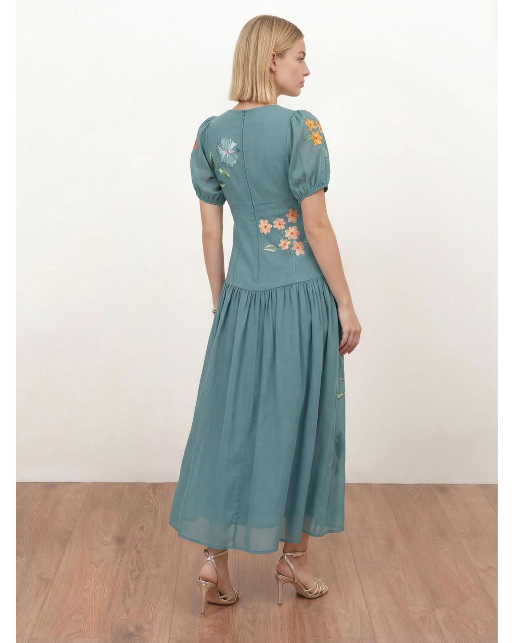 Maya Deluxe Blue Embroidered Midaxi Dress