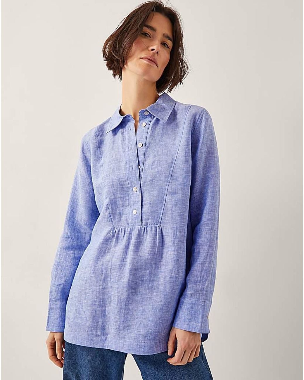 Monsoon Blue Lola Linen Shirt