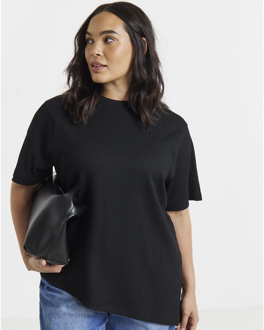 Simply Be Black Crew Text Ayshem Top