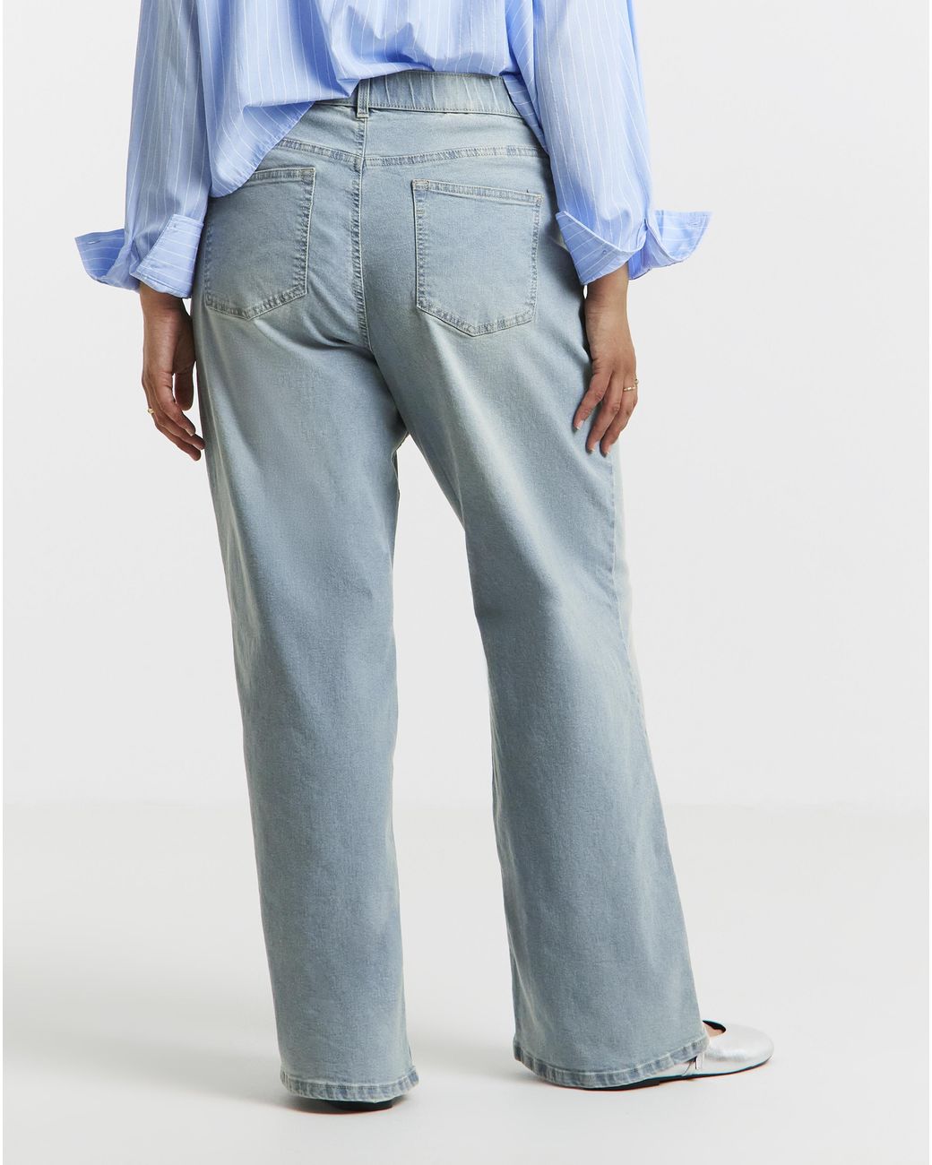 Simply Be Blue Light 24/7 Wide Leg Jeans