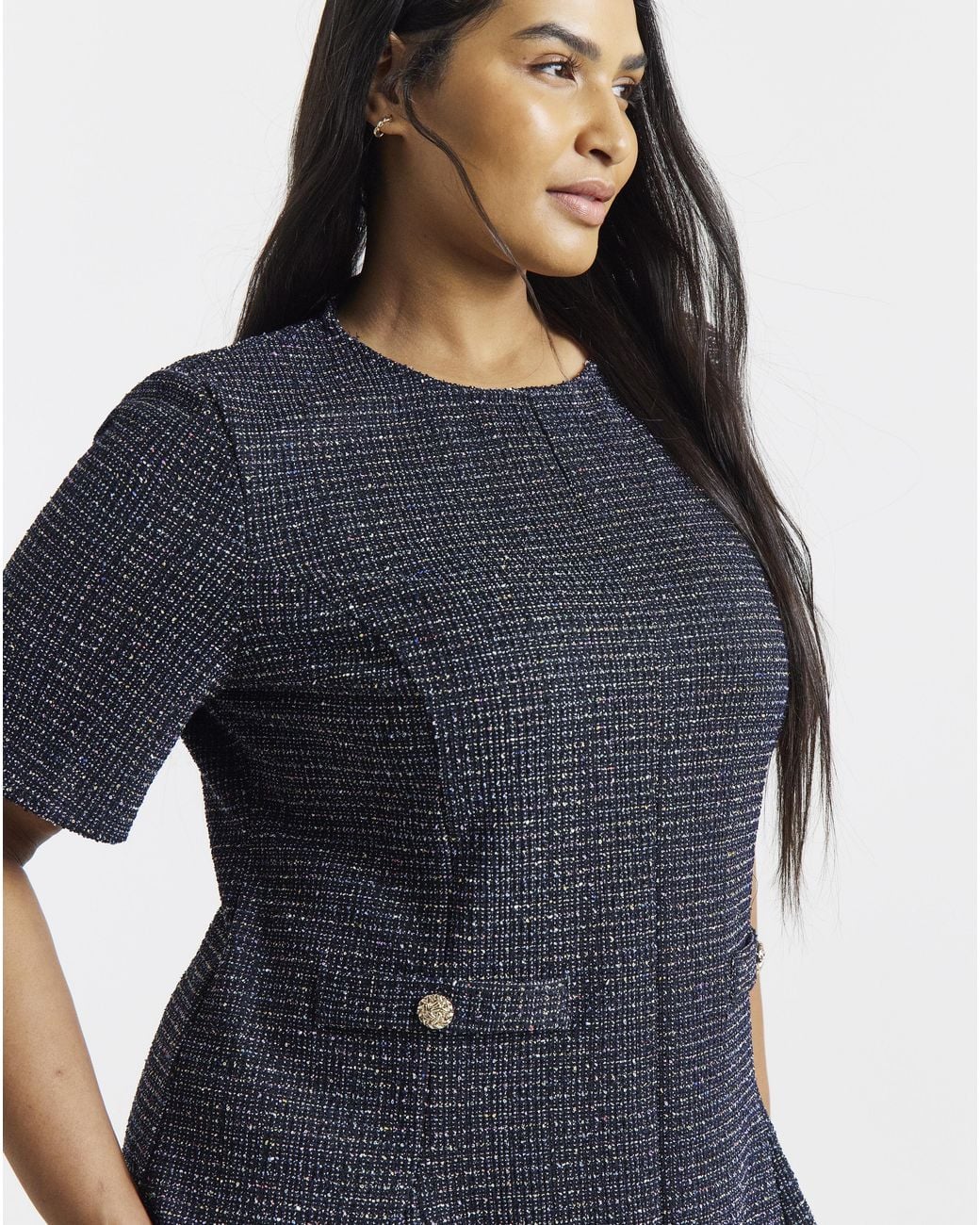 Simply Be Blue Metallic Thread Mini Dress