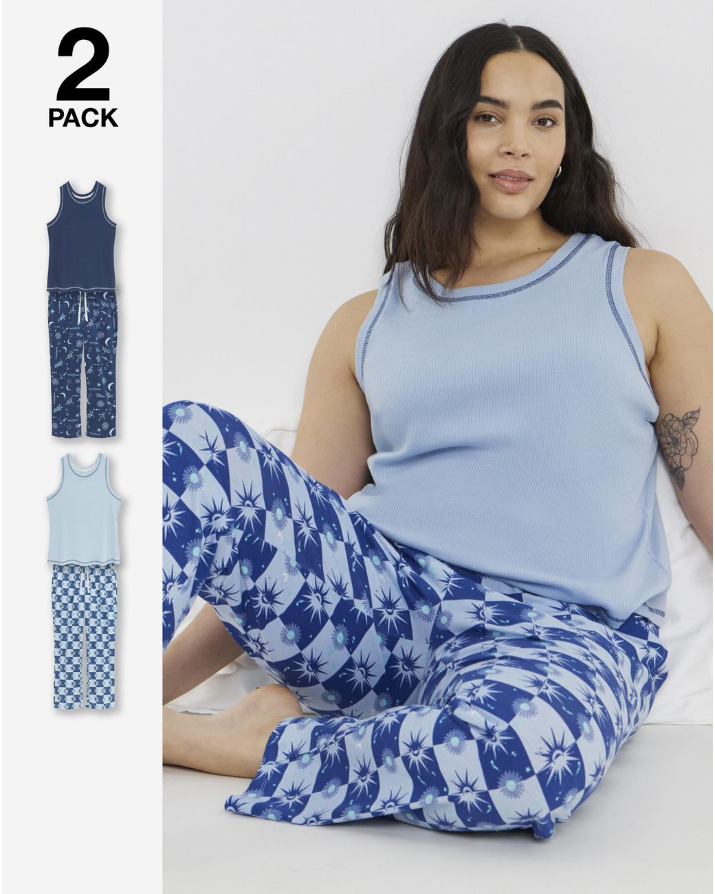 Pretty Secrets Blue 2 Pack Celestial Pyjama Sets