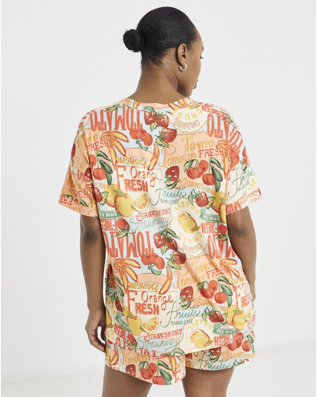 Figleaves Orange Fruit Shortie Pyjama Set