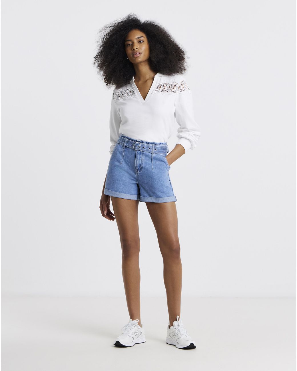 Simply Be Blue Belted Denim Shorts