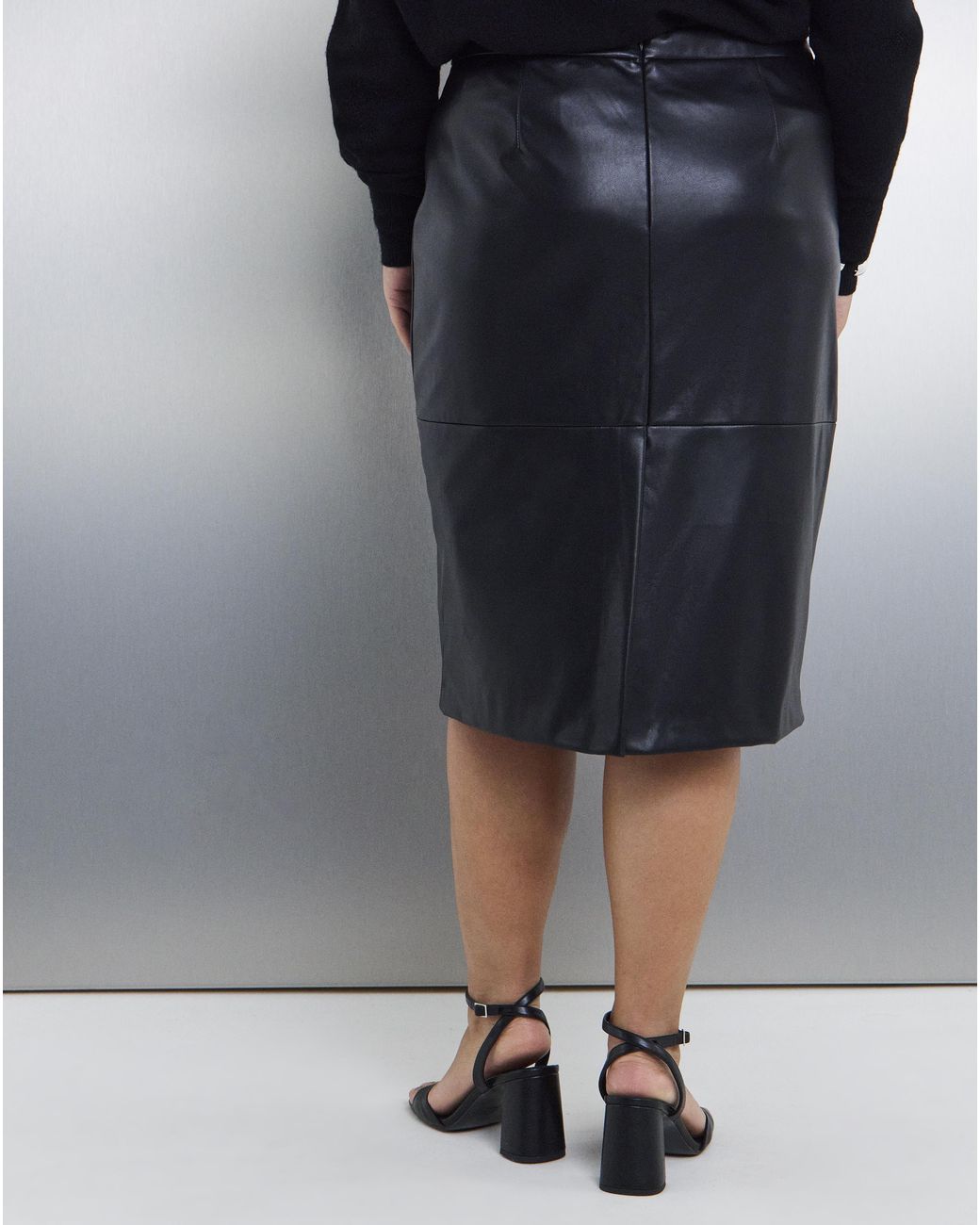 Simply Be Black Pu Pencil Skirt