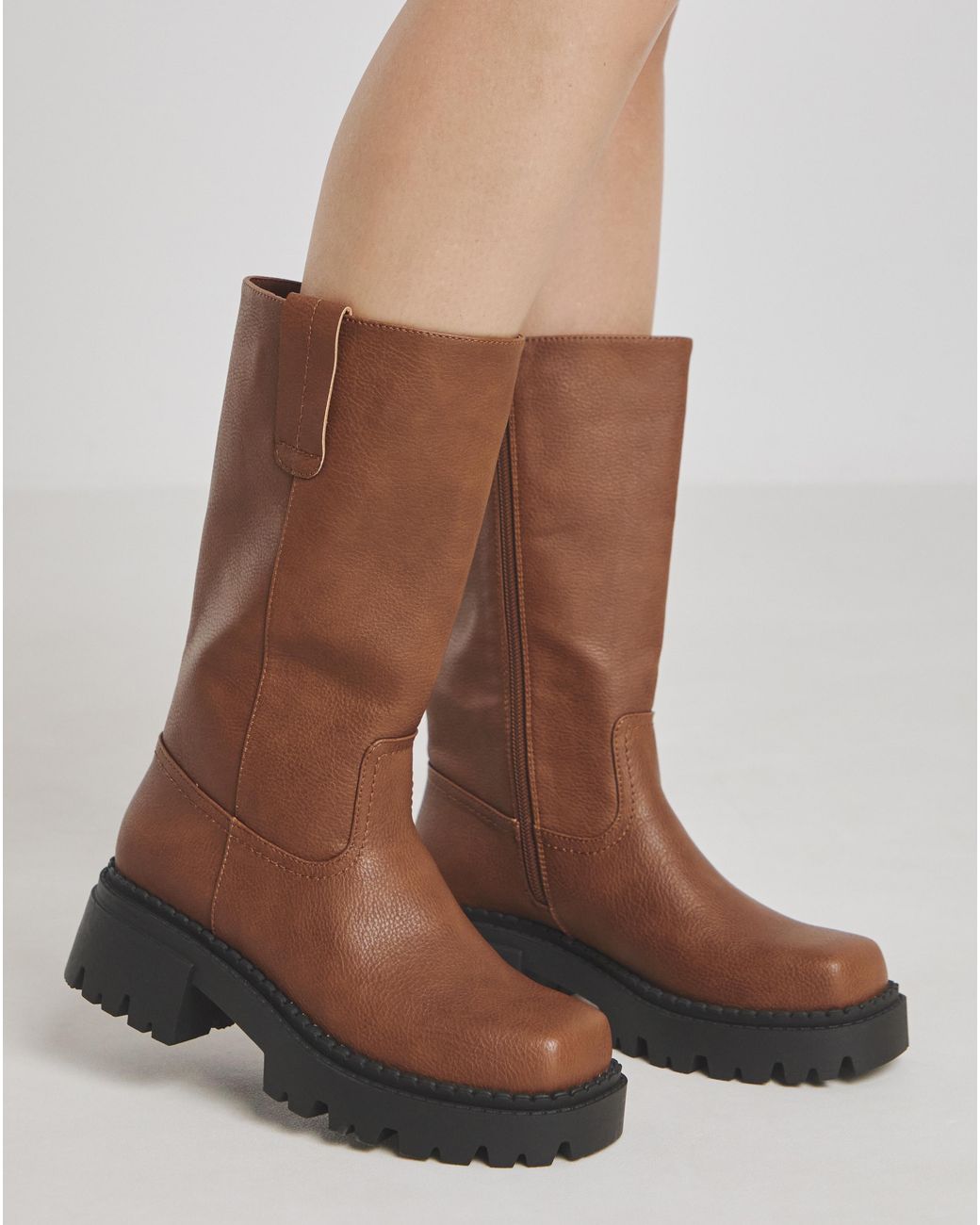 Simply Be Natural Chunky Plain Biker Boot Ex Wide C