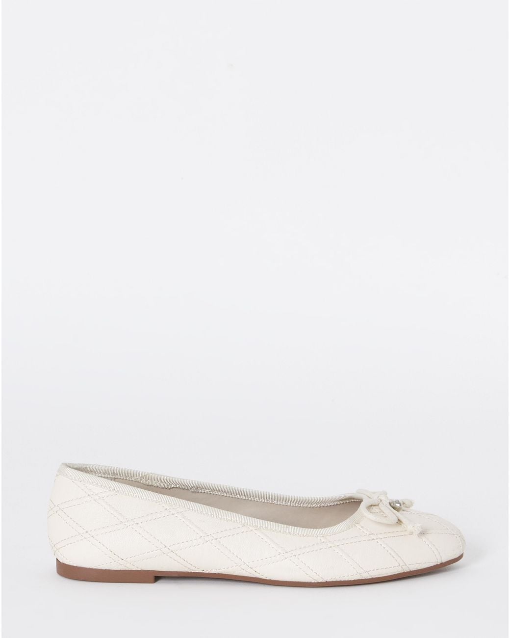 Simply Be White Quilted Ballerina Shoes Extra Wide Fit