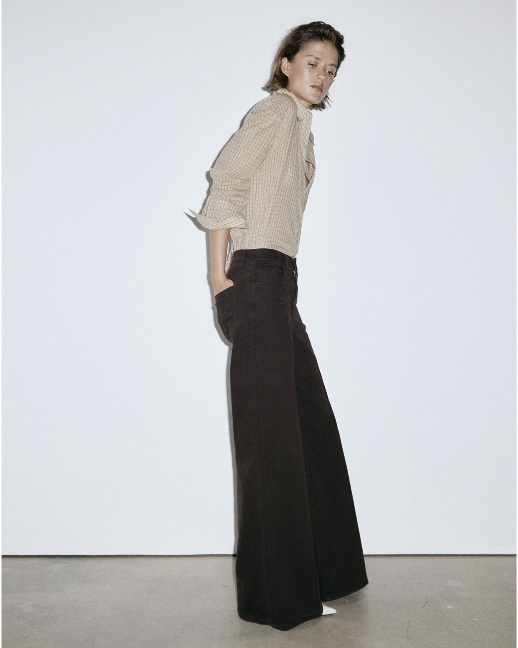 Mango White Elise Wide Leg Jean