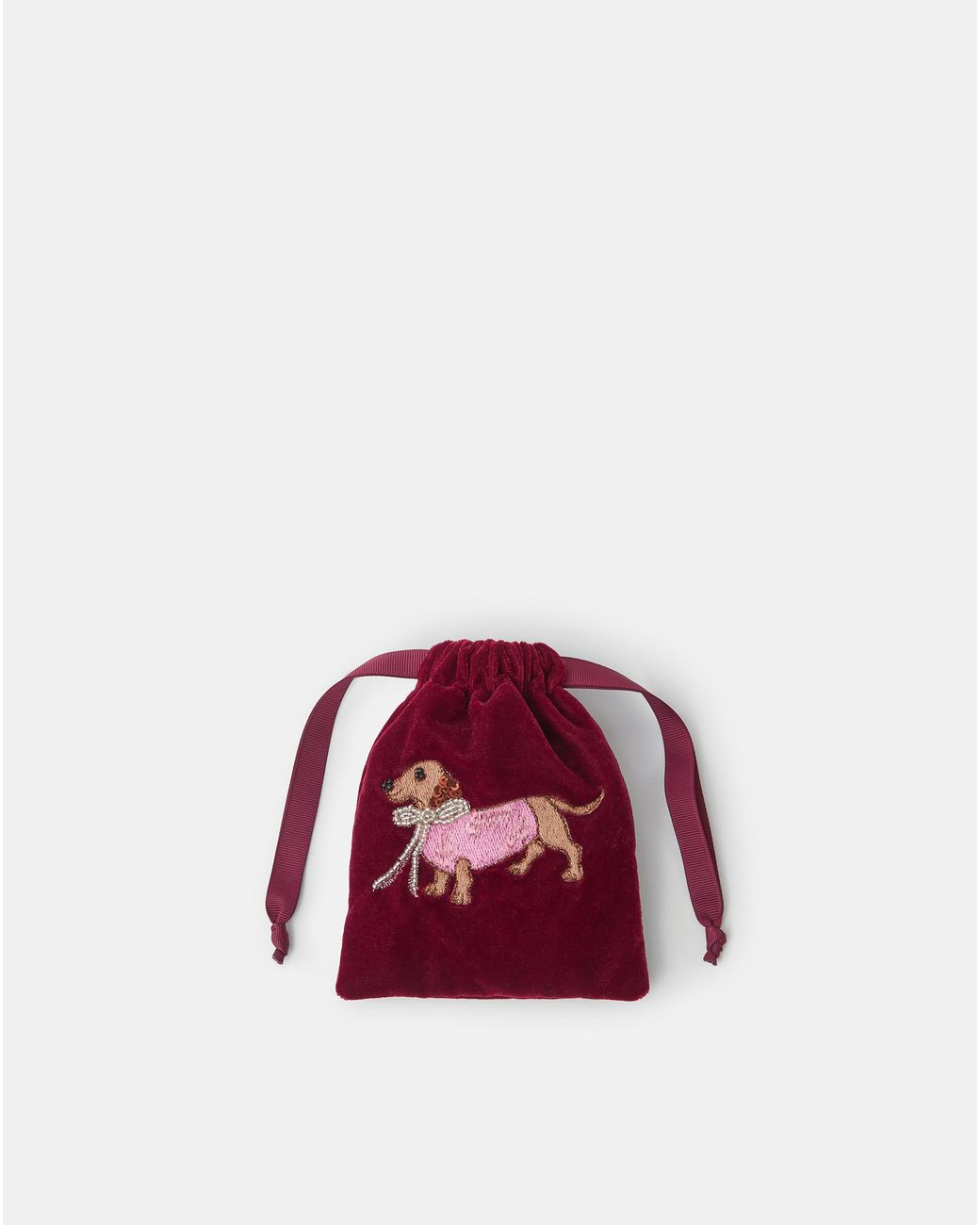 Accessorize Red Sausage Dog Drawstring Pouch