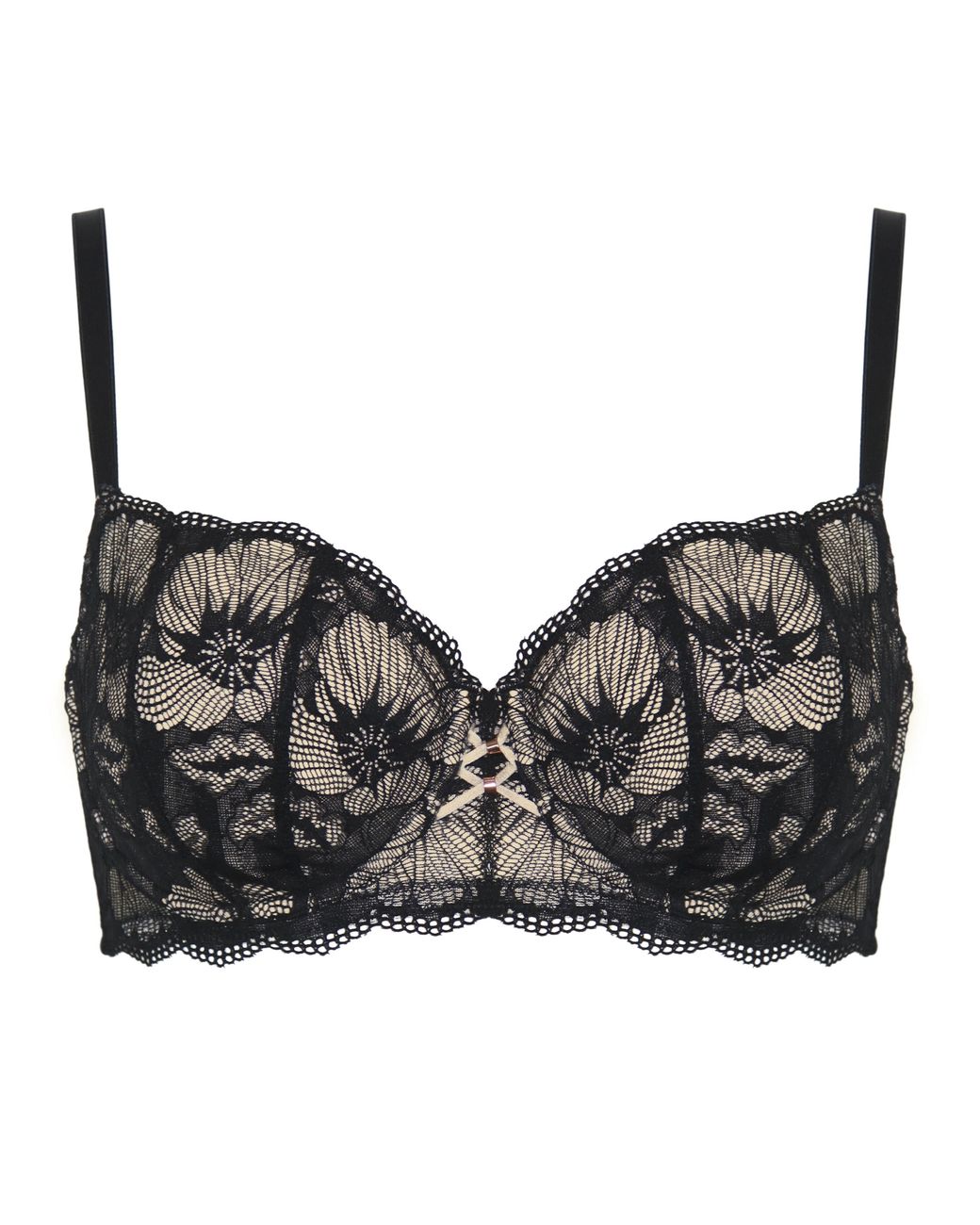 Pour Moi Black Atelier Lace Balcony Bra