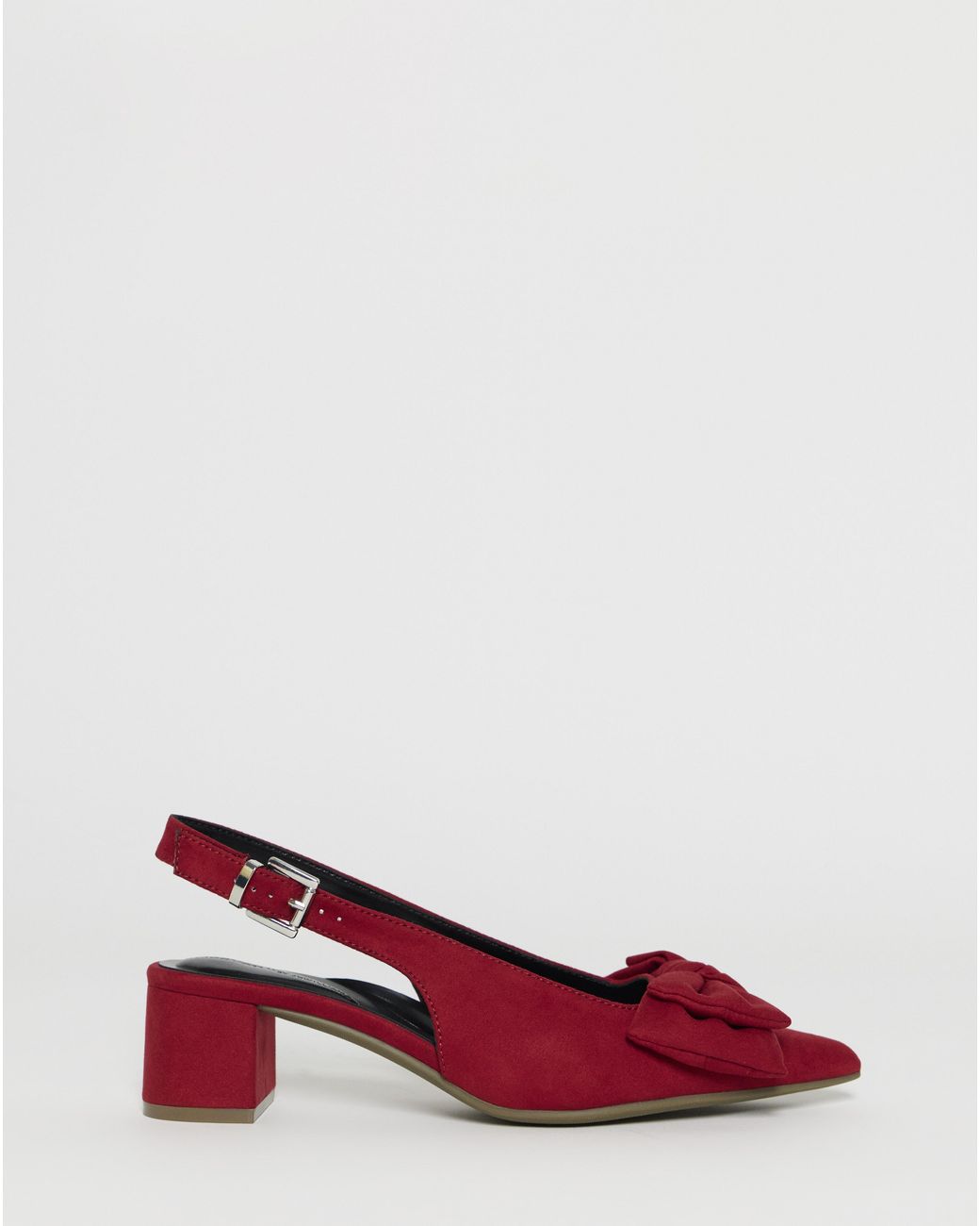 JD Williams Black Block Heel Slingback With Bow Ex Wide