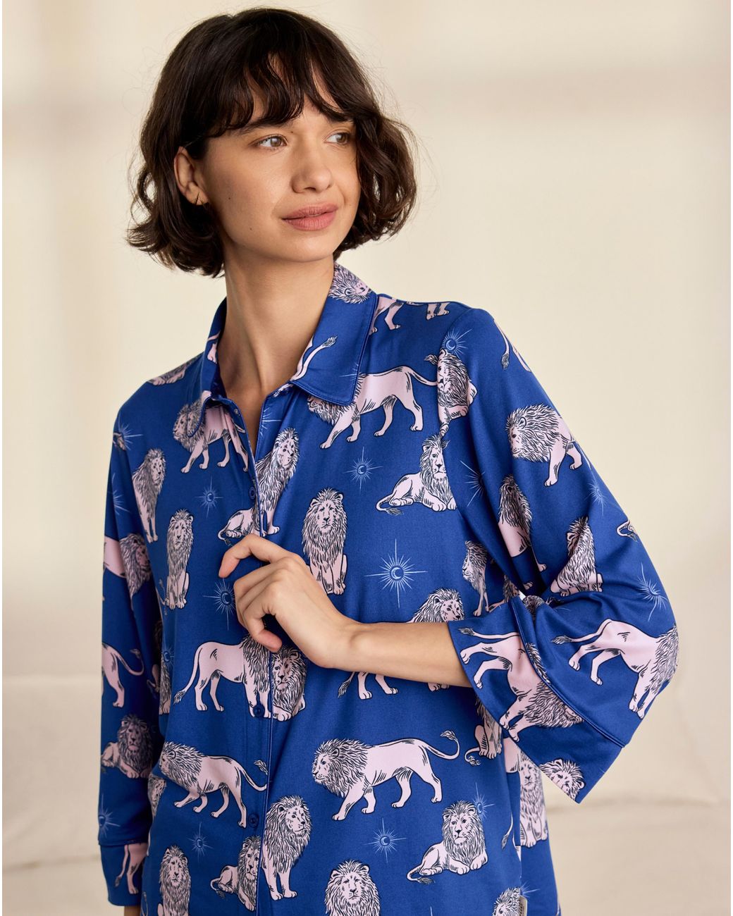 Chelsea Peers Blue Long Button Up Set